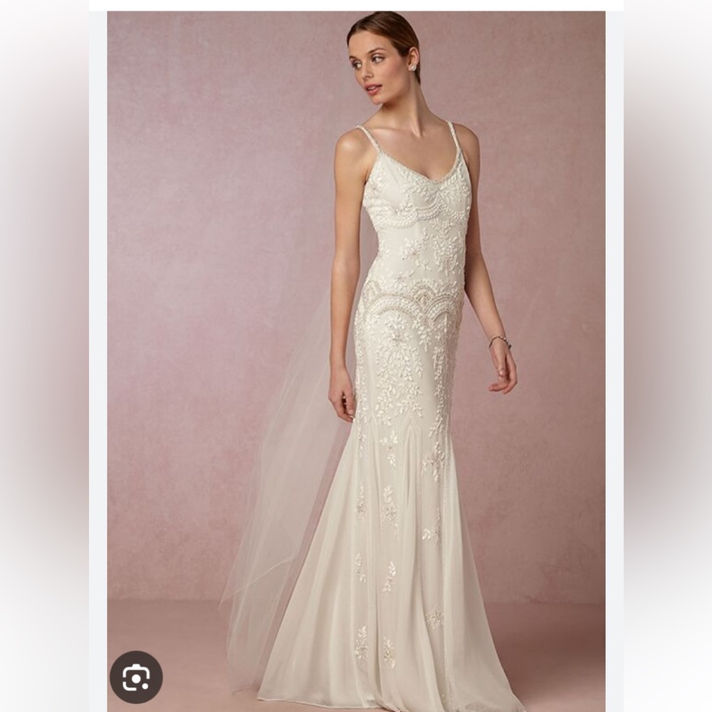 BHLDN Naomi Wedding Art Deco Beaded Gown Size 8 New Anthropologie